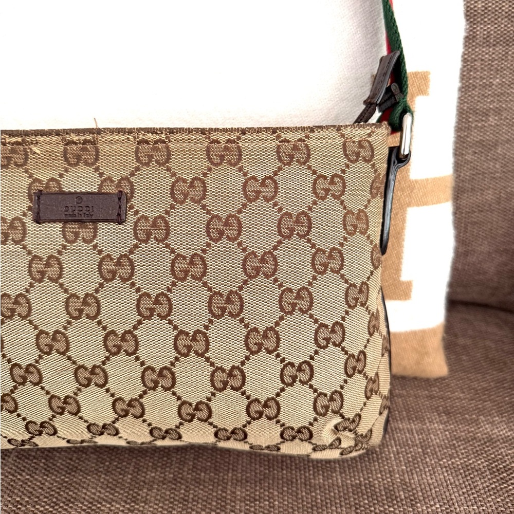 Gucci authentic brown monogram canvas crossbody bag ribbon strap small - Picture 5 of 16
